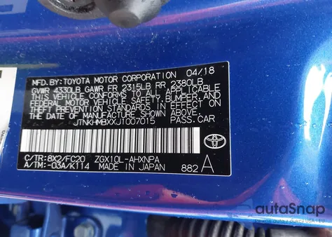 2018 Toyota C-Hr Xle Premium from USA, damaged, VIN JTNKHMBXXJ1007015